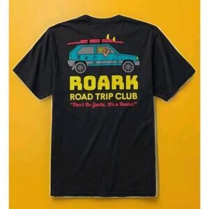 ROARK ROAD TRIP CLUB BLK-BLACK X-small New Excellent Surf Beach Tee Shirt A122